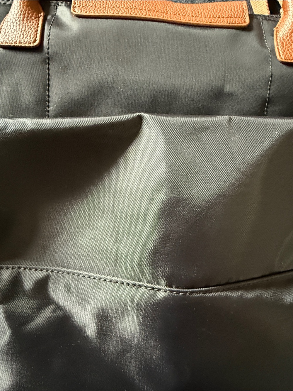 FAKE LONGCHAMP LIKE NYLON TOTE WITH FABRIC HANDLES/ EXPANDED BOTTOM - Picture 4 of 6